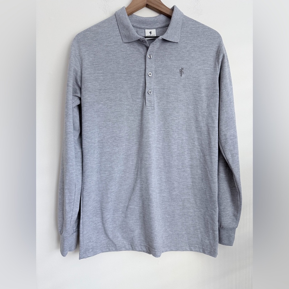 Father sons long sleeve polo shirt grey M